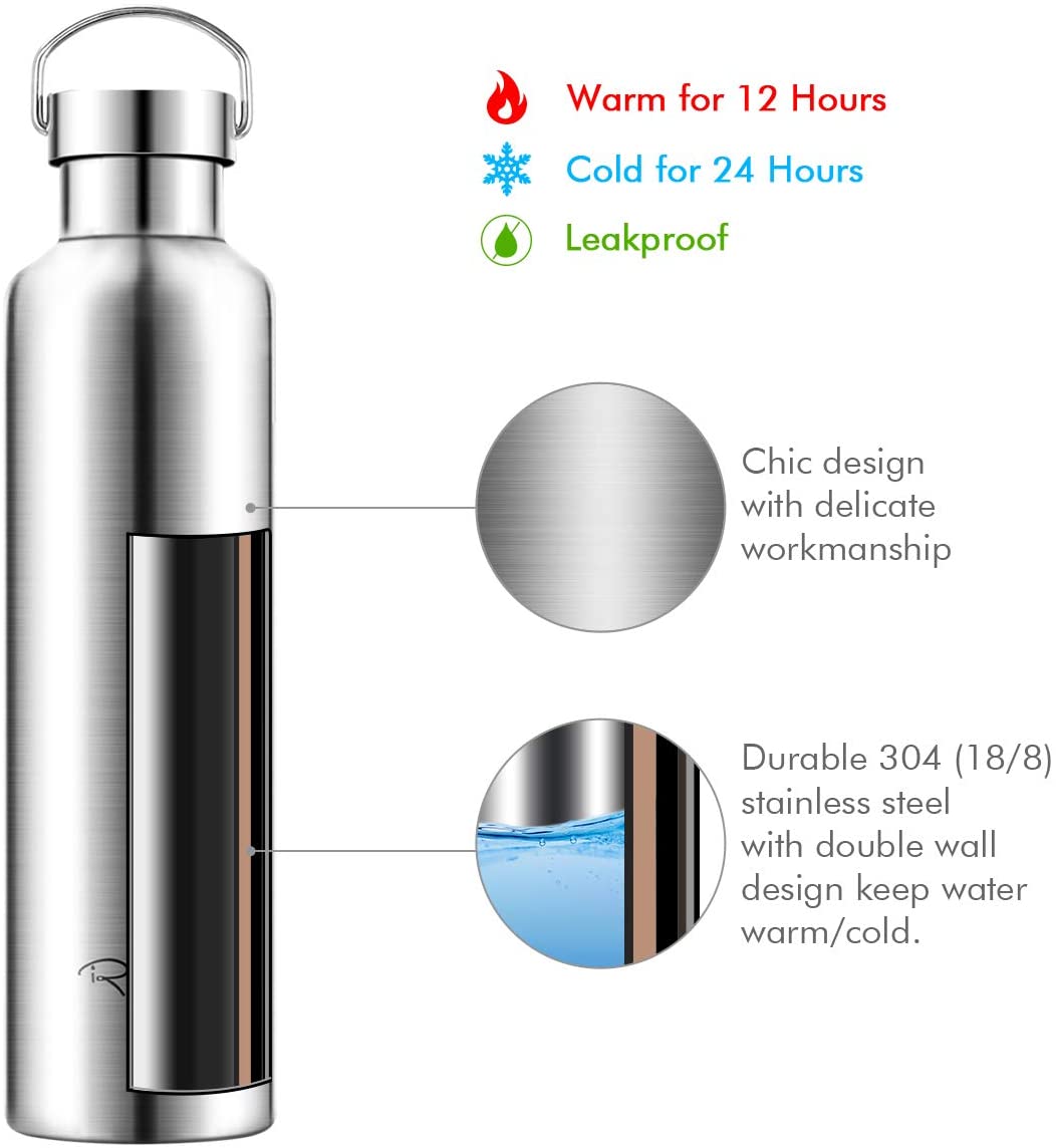 Ryaco Botella de Agua aislada al vacío de Acero Inoxidable - Imagen 3