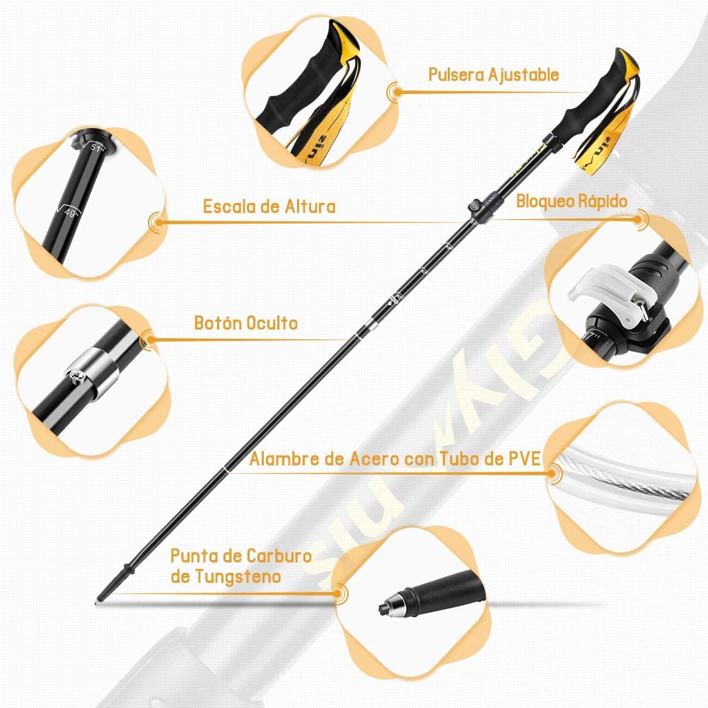 Glymnis Bastones de Senderismo Bastones Trekking Plegables 2pcs - Imagen 7