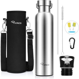 Ryaco Botella de Agua aislada al vacío de Acero Inoxidable