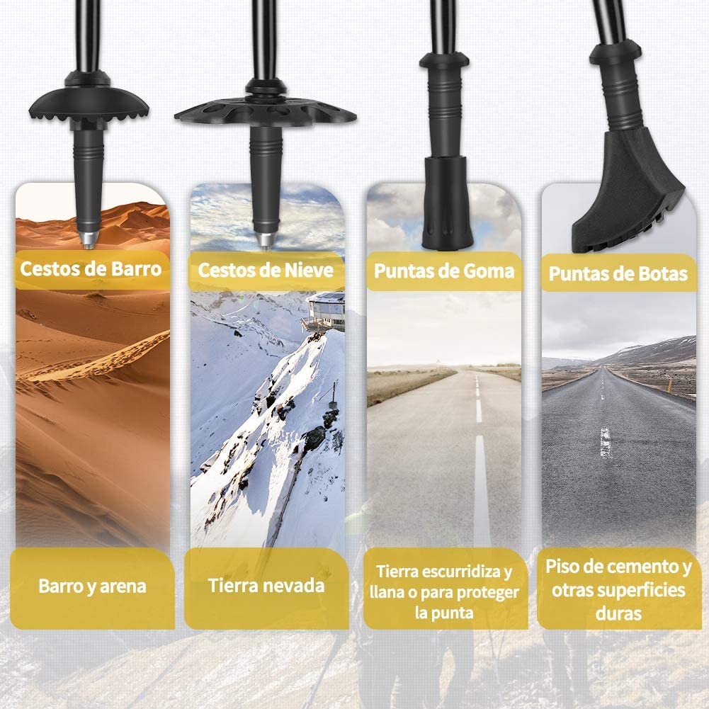 Glymnis Bastones de Senderismo Bastones Trekking Plegables 2pcs - Imagen 4