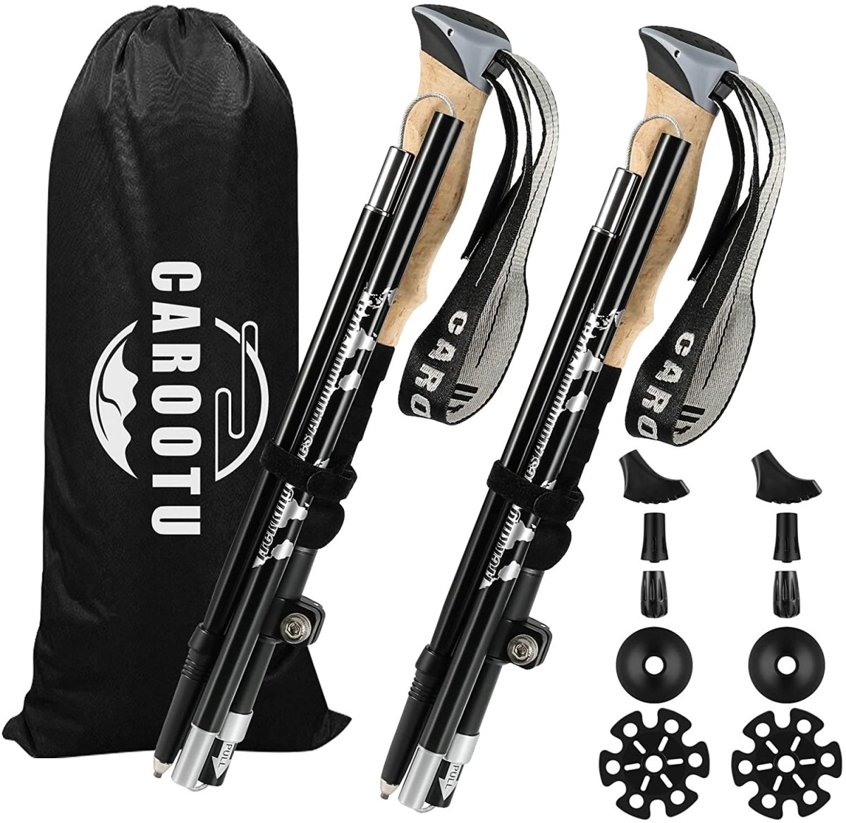 Bastones de trekking – Bastones de senderismo ajustables, aleación de aluminio 7075