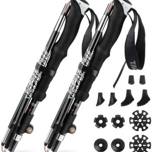 TAOCOCO 2pcs Bastón de Senderismo Plegable 7075