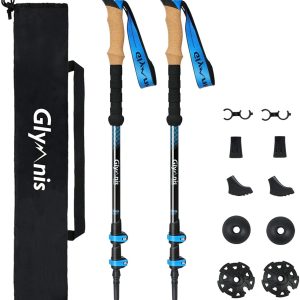 Glymnis Bastones de Senderismo Telescópicos Bastones Trekking Plegables 2pcs Ajustable