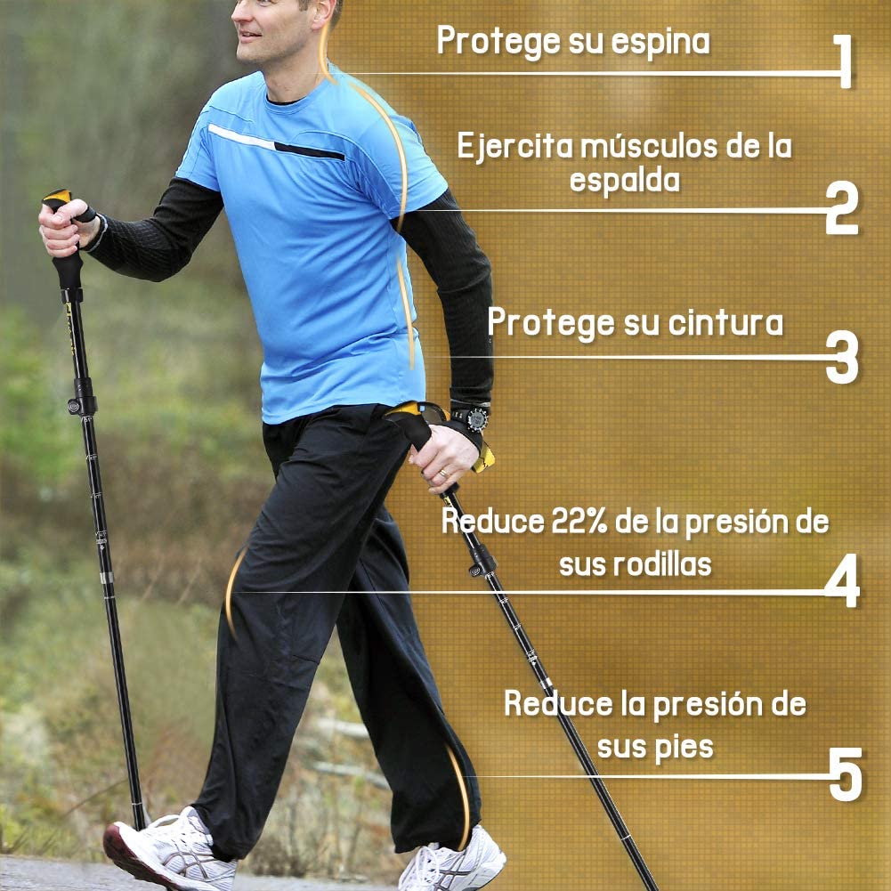 Glymnis Bastones de Senderismo Bastones Trekking Plegables 2pcs - Imagen 8