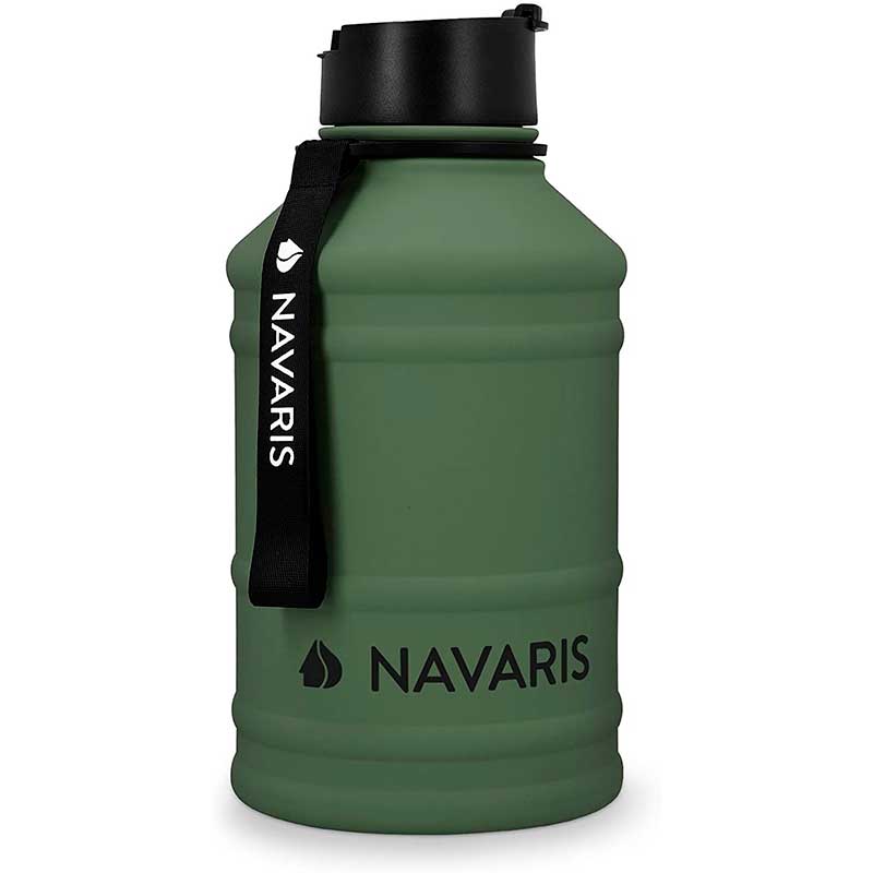 Navaris Botella de Agua de Acero Inoxidable – Cantimplora XXL de Metal de 2.2 L