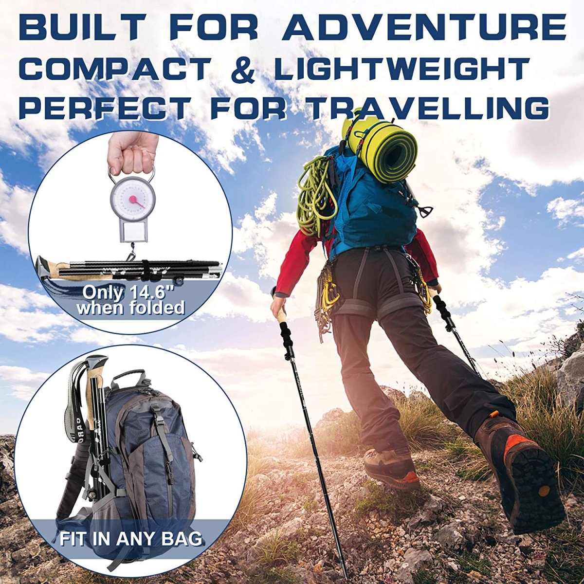 Bastones de trekking – Bastones de senderismo ajustables, aleación de aluminio 7075 - Imagen 4