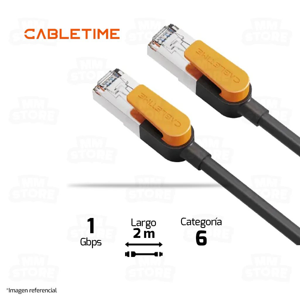 CABLE DE RED CABLETIME CN61L | CAT 6 | 1GBPS | 2 METROS | NEGRO - Imagen 2