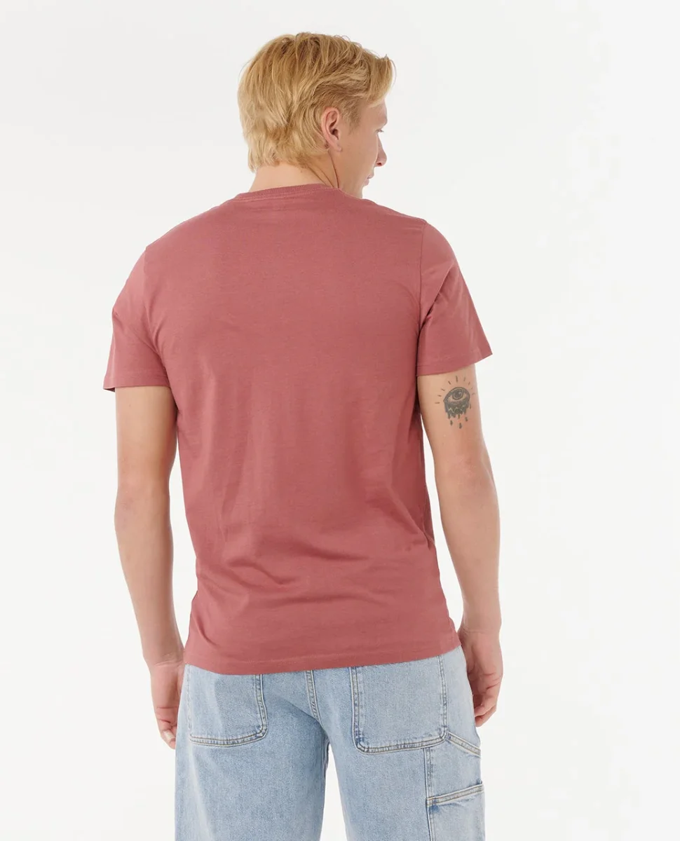 Camiseta Hombre RIP CURL manga corta WETTIE ICON 0QAMTE(apple butter)granate - Imagen 4