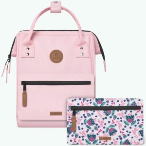 MOCHILA -BOLSO CABAIA Adventurer Small OUIDAH TWO POCKETS BABY PINK-rosa claro