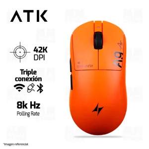 MOUSE ATK DRAGONFLY A9 AIR | INALAMBRICO | 8,000 Hz | 42,000 DPI | SUNSET ORANGE