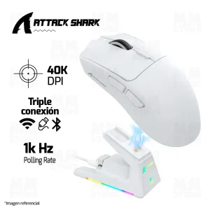 MOUSE ATTACK SHARK X1 | INALAMBRICO | 40,000 DPI | BLANCO