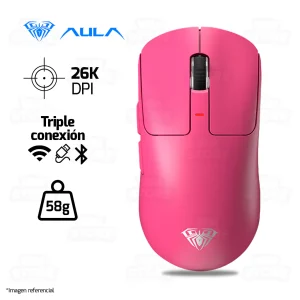 MOUSE AULA SC680 | INALAMBRICO - BLUETOOTH | 26,000 DPI | ROSADO