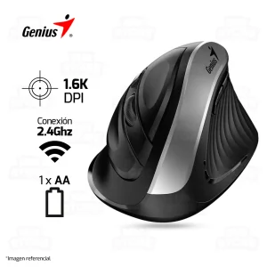 MOUSE GENIUS ERGO 8250S VERTICAL | INALAMBRICO | 1600 DPI | PLATEADO