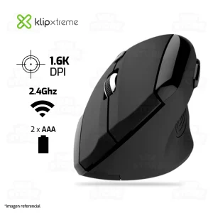 MOUSE KLIP XTREME KMW-390 | INALAMBRICO | 1,600 DPI | NEGRO