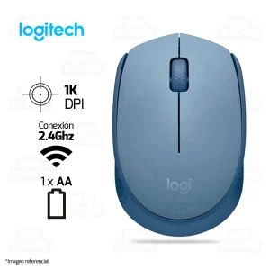 MOUSE LOGITECH M170 | INALAMBRICO | 1,000 DPI | GRIS-AZULADO