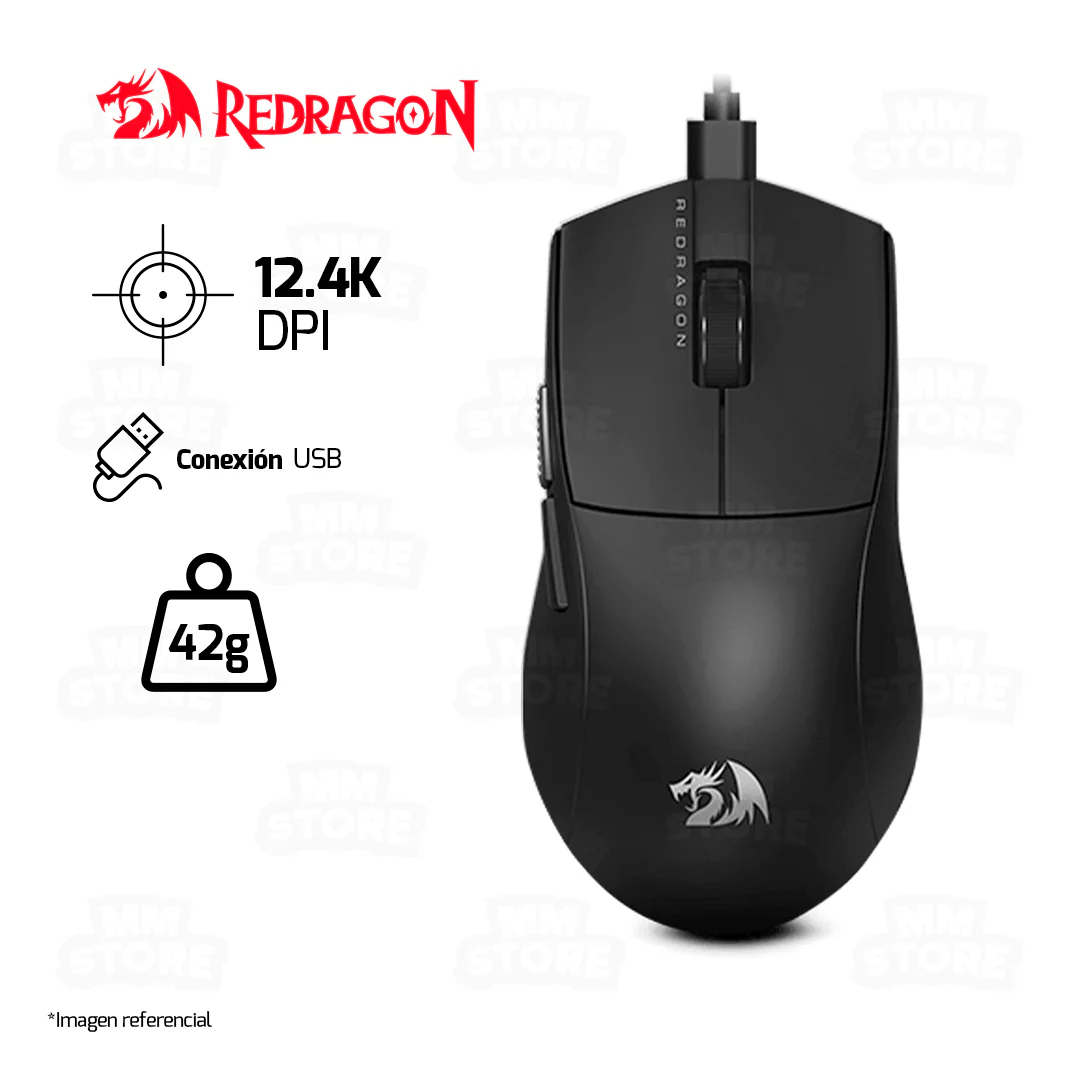 MOUSE REDRAGON K1NG (1K HZ) M724 | CABLEADO | 12,400 DPI | NEGRO - Imagen 2