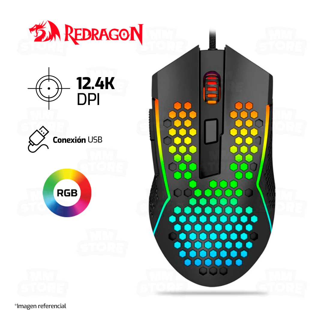 MOUSE REDRAGON REAPING M987-K | 12,400 DPI | RGB | NEGRO - Imagen 2