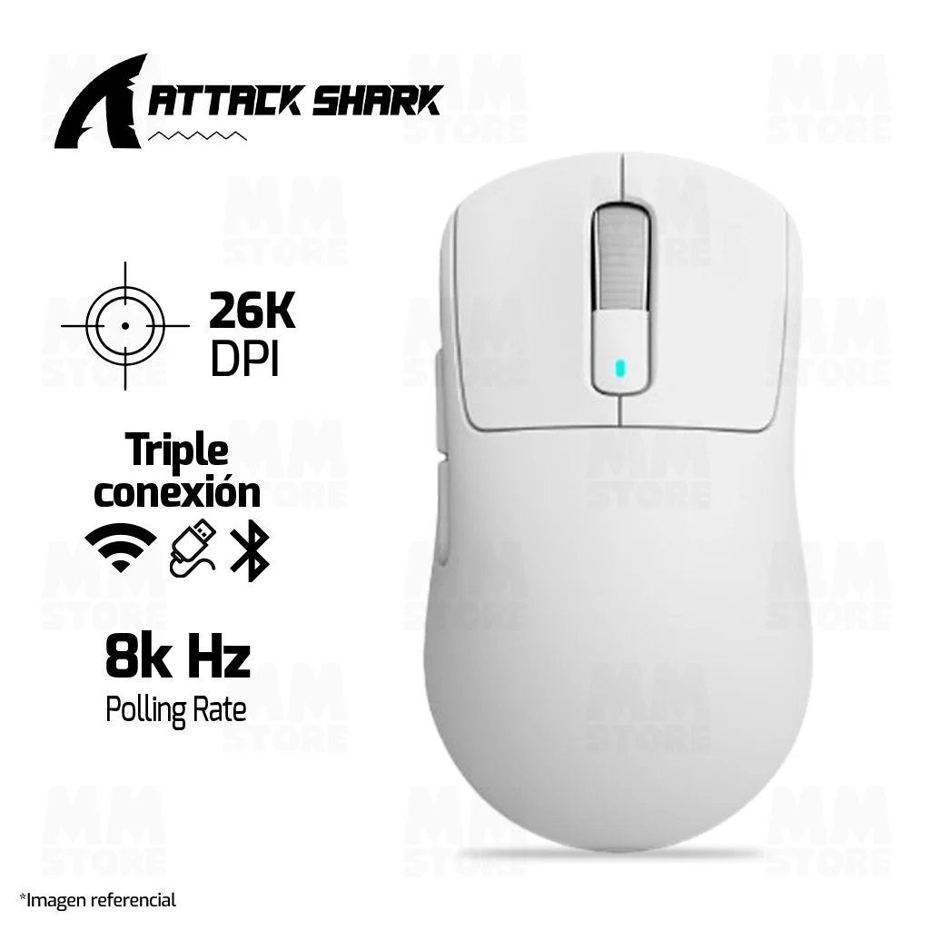 MOUSE ATTACK SHARK X3 PRO | INALAMBRICO | 8000 HZ | 26,000 DPI | BLANCO