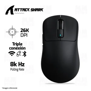 MOUSE ATTACK SHARK X3 PRO | INALAMBRICO | 8000 HZ | 26,000 DPI | NEGRO
