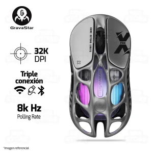 MOUSE GRAVASTAR MERCURY X PRO | INALAMBRICO | 8000 HZ | 32,000 DPI | INTERSTELLAR-SILVER