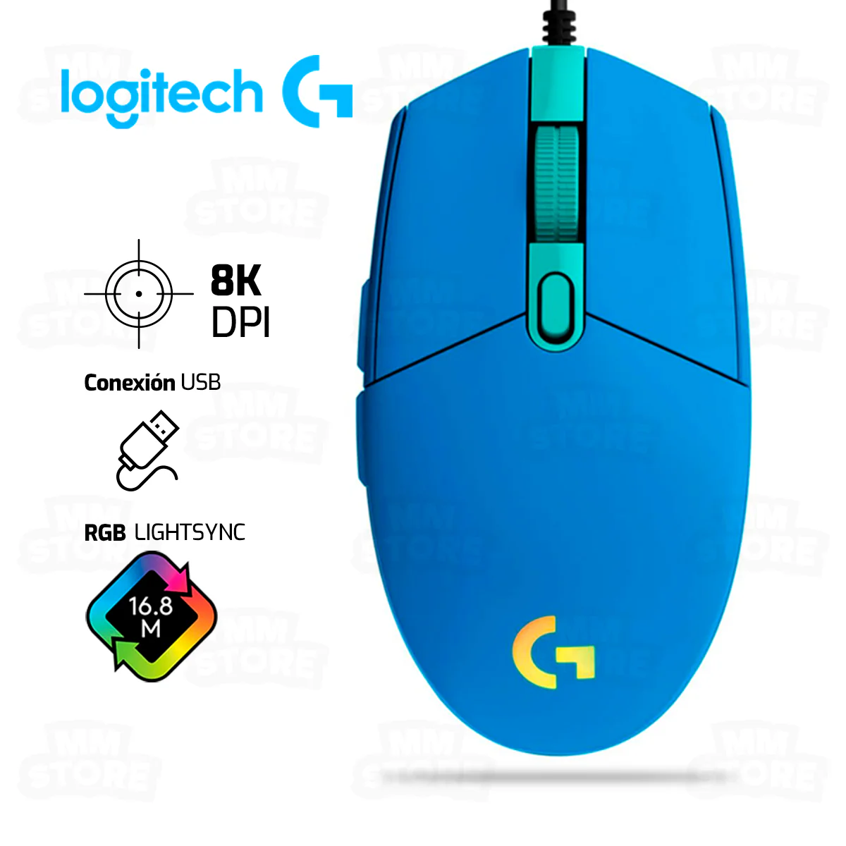 MOUSE LOGITECH G203 LIGHTSYNC | 8,000 DPI | RGB | AZUL - Imagen 2