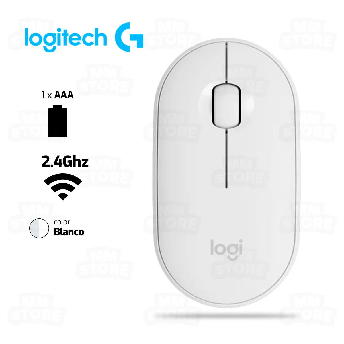 MOUSE LOGITECH PEBBLE 2 M350S | BLUETOOTH - INALÁMBRICO | 1,000 DPI | BLANCO - Imagen 2