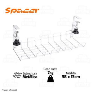 ORGANIZADOR DE CABLES SPACER SB038 | 38 X 13 CM | 7KG | BLANCO