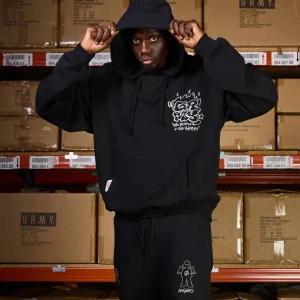 SUDADERA con capucha GRIMEY the  shelter boxy GSW631 blk-fw25 black-negro