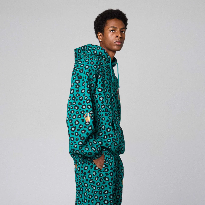 SUDADERA con capucha GRIMEY Royal Paw Boxy Green GCH644-fw25 leopard verde - Imagen 3