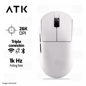 MOUSE ATK A9 PLUS | INALAMBRICO - BLUETOOTH | 26,000 DPI | BLANCO