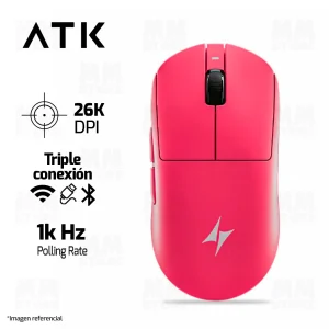 MOUSE ATK A9 PLUS | INALAMBRICO - BLUETOOTH | 26,000 DPI | ROSADO
