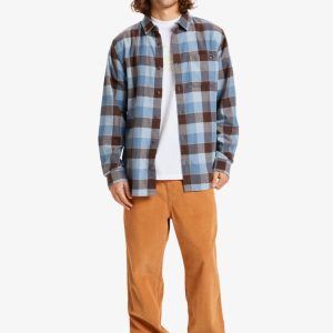 Camisa QUIKSILVER de franela manga Larga ref-AQYWT04642 (bnd1) cuadros azul y marrón