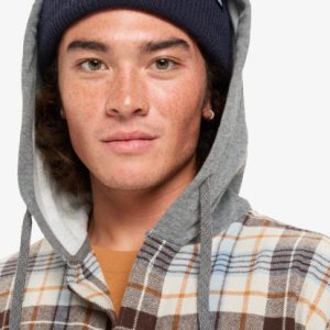 Camisa QUIKSILVER con capucha de franela ref-EQYWT04650 cuadros azul y beige