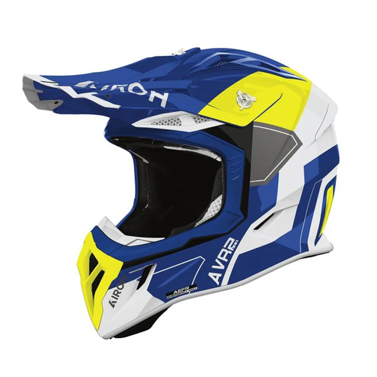 CASCO AIROH AVIATOR ACE 2 SHIELD AZUL AMARILLO - Imagen 2