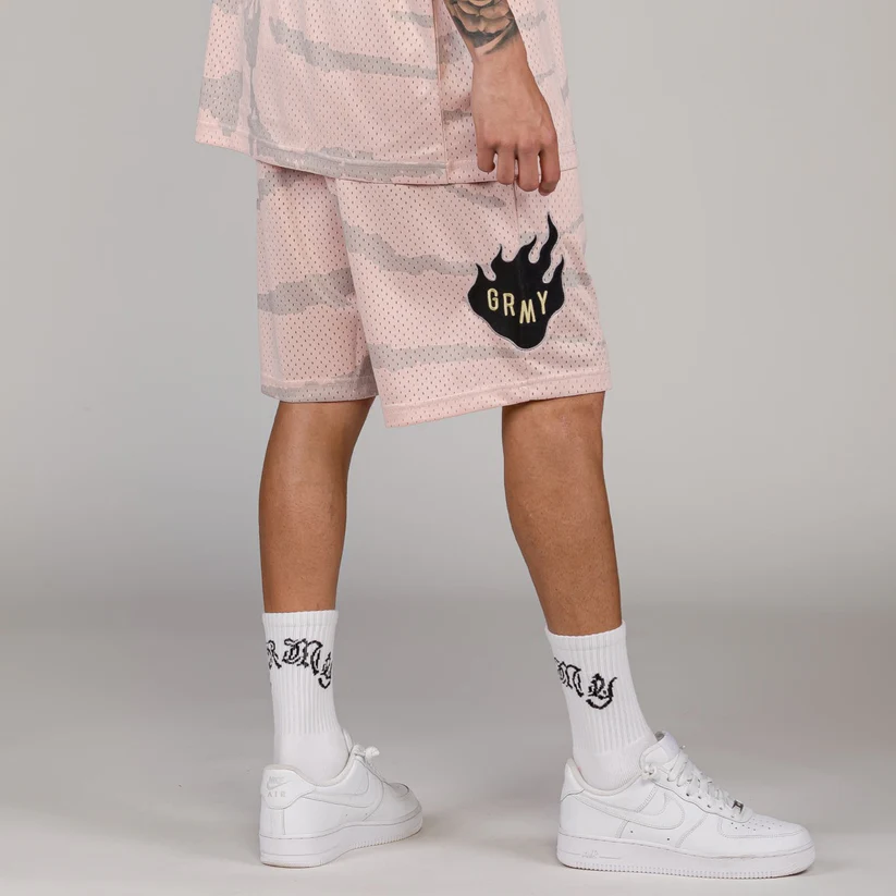 Pantalón corto GRIMEY GRBS175 S23Q2 cloven tongues ALL OVER PRINT-CREAM-rosa claro - Imagen 4