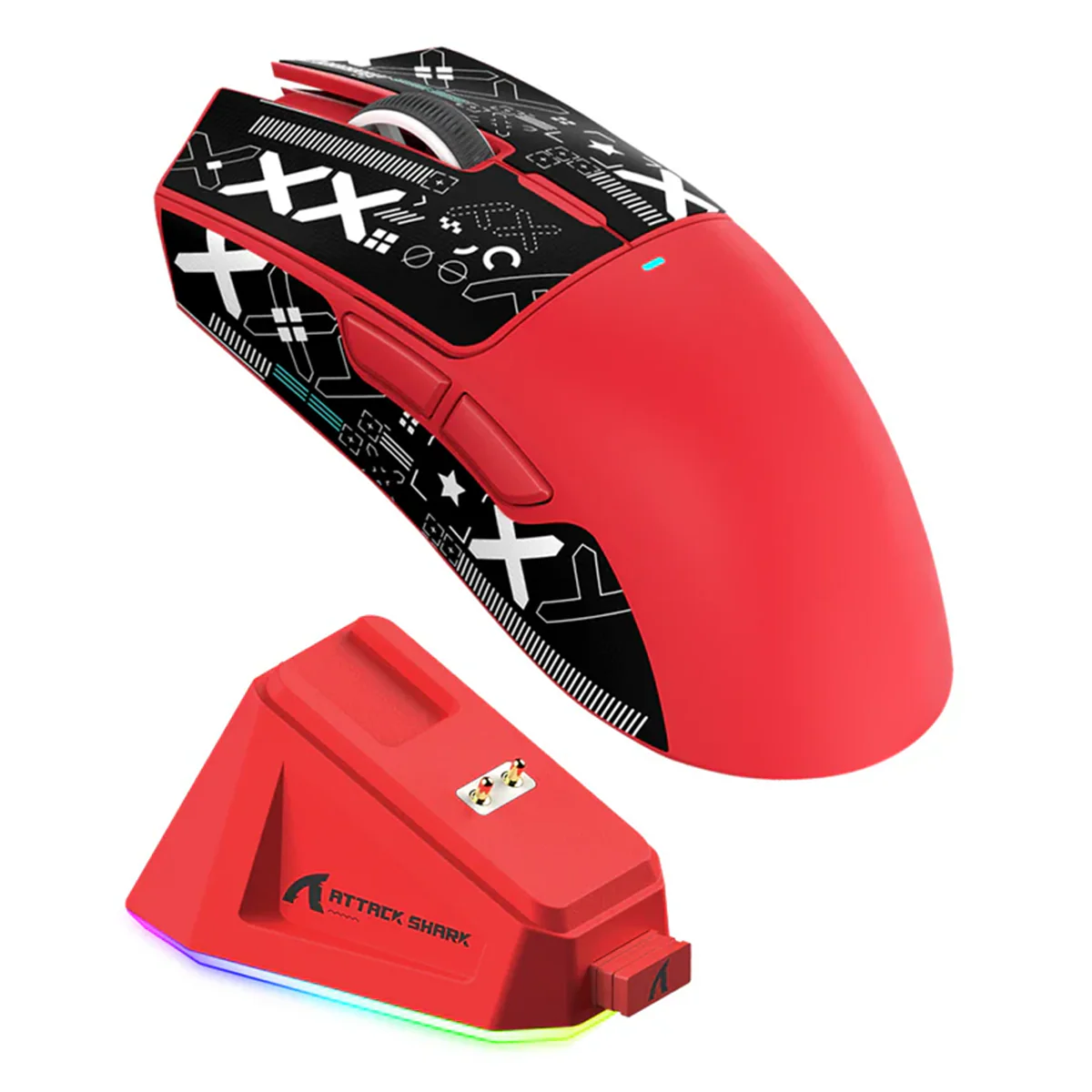 MOUSE ATTACK SHARK X11 | BASE DE CARGA | INALAMBRICO - BLUETOOTH | 22,000 DPI | ROJO - Imagen 3