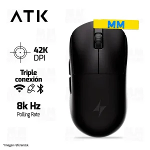 MOUSE ATK DRAGONFLY A9 ULTIMATE | INALAMBRICO | 8,000 Hz | 42,000 DPI | NEGRO