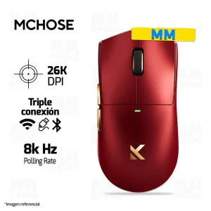 MOUSE MCHOSE K7 ULTRA | INALAMBRICO | 8000 Hz | 42,000 DPI | ROJO - DORADO