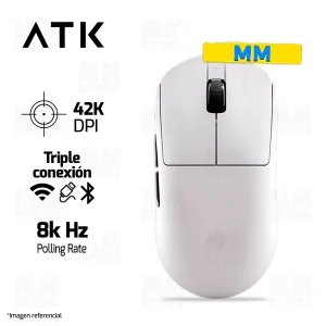 MOUSE ATK DRAGONFLY A9 ULTIMATE | INALAMBRICO | 8,000 Hz | 42,000 DPI | BLANCO