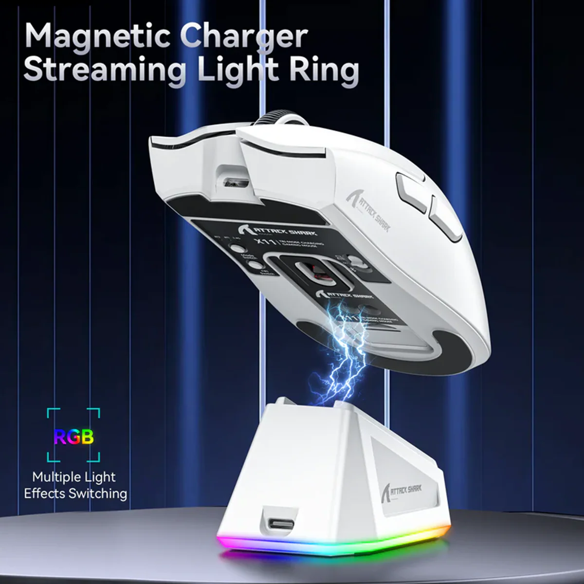 MOUSE ATTACK SHARK X11 | BASE DE CARGA | INALAMBRICO - BLUETOOTH | 22,000 DPI | ROJO - Imagen 6